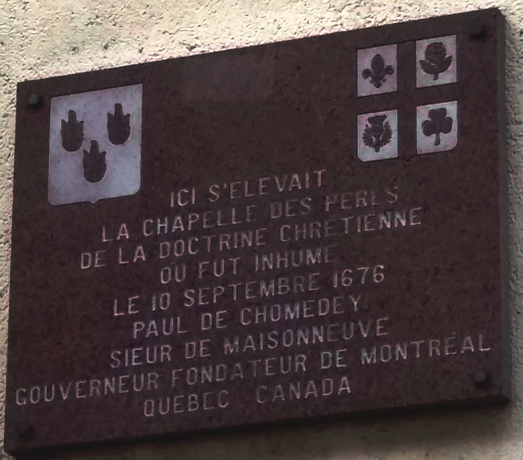 Plaque de Paul de Chomedey de Maisonneuve 10 rue Rollin 75005