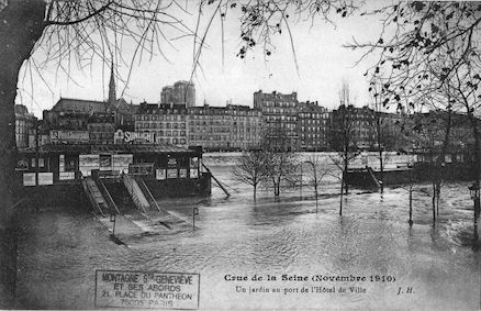 326 Crue de la Seine (NOVEMBRE1910) Un jardin au port de l'Hôtel de Ville