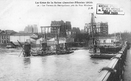 371 Crue de la Seine (jan-fév 1910) Travaux du Métropolitain près du pont Mirabeau