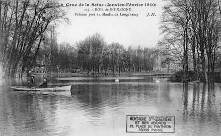 383 Crue de la Seine (jan-fév 1910) Bois de Boulogne. Pelouse du moulin de Longchamp