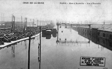 396 Crue de la Seine. Gare d'Austerlitz. Vue d'ensemble