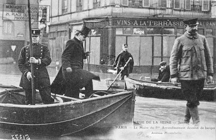 433 Crue de la Seine-janvier 1910 Le Maire du 5è, avenue de Montebello