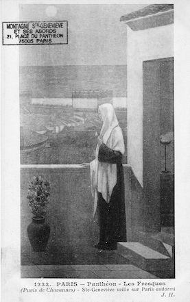 477 Panthéon. les Fresques (Puvis de Chavannes). Ste Geneviève veille sur Paris endormi