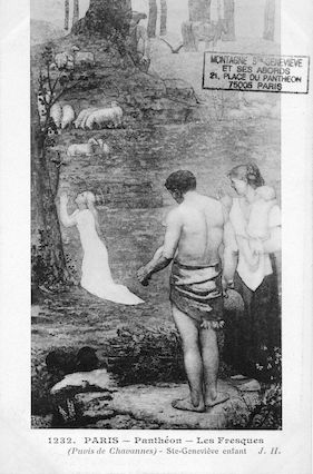 480 Panthéon.  Fresques de Puvis de Chavannes. Ste Geneviève enfant