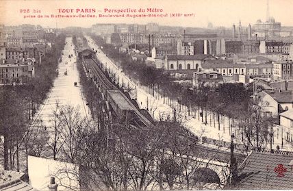 705 Perspective du métro prise de la Butte-aux-cailles, boulevard Auguste Blanqui