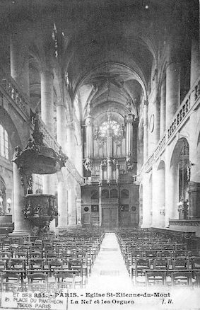74 Eglise St Etienne-du- Mont. La nef et les orgues