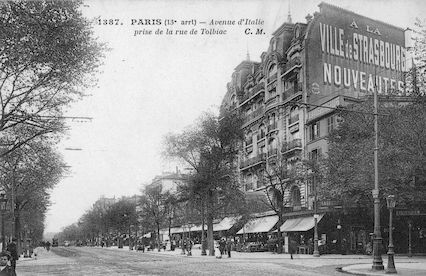 760 Avenue d'Italie prise de la rue de Tolbiac