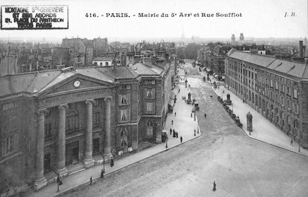 91 mairie du Vème ardt et rue soufflot vue du Panthéon