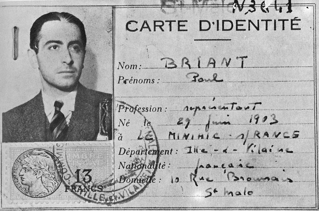 Pierre Brossolette-carte d'identité: Paul Briant 1942-1943